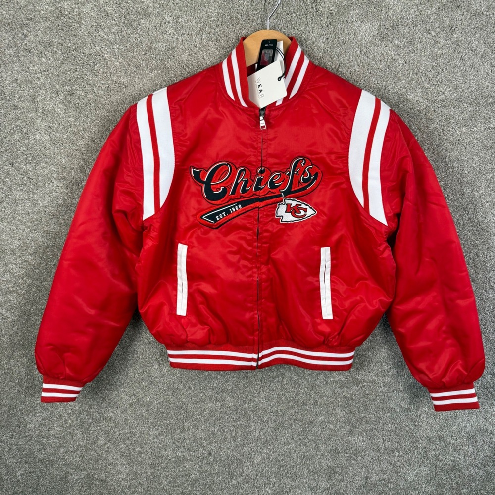 WEAR by Erin Andrews Kansas City Chiefs Women's Small Varsity Bomber Jacket NEW - Picture 2 of 8